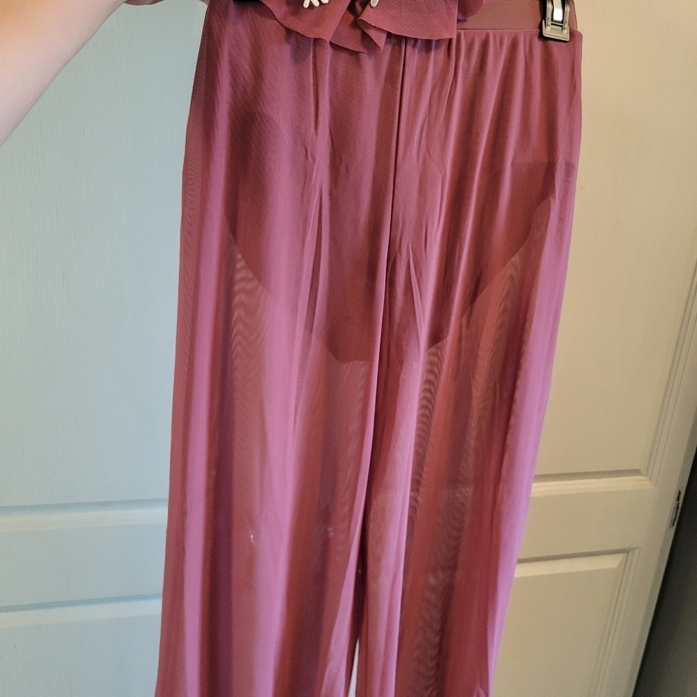 Weissmans Golden Hour 2pc Crop Top And Sheer Pant Set - Picture 6 of 10